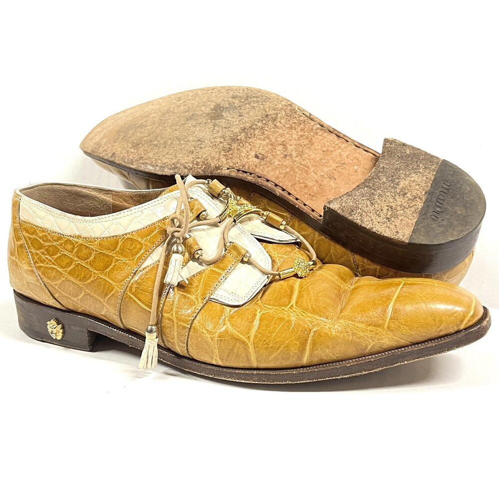 MAURI Genuine Alligator Golden Brown Dress Shoes 12 M 2029 154 RARE! VERY WORN